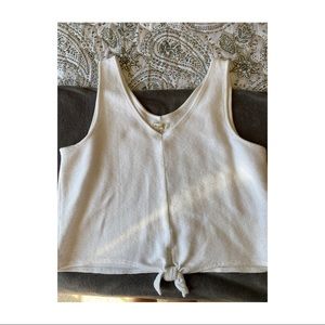 textured tie front tank